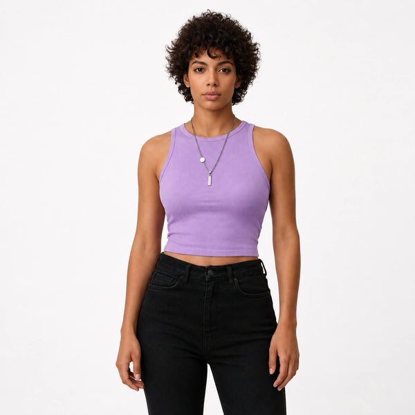 تانك توب ريب كت Sleeveless Ribbed Crop Top
