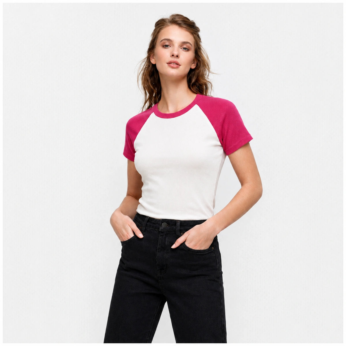 تيشيرت راجلان Raglan Ribbed T-Shirt