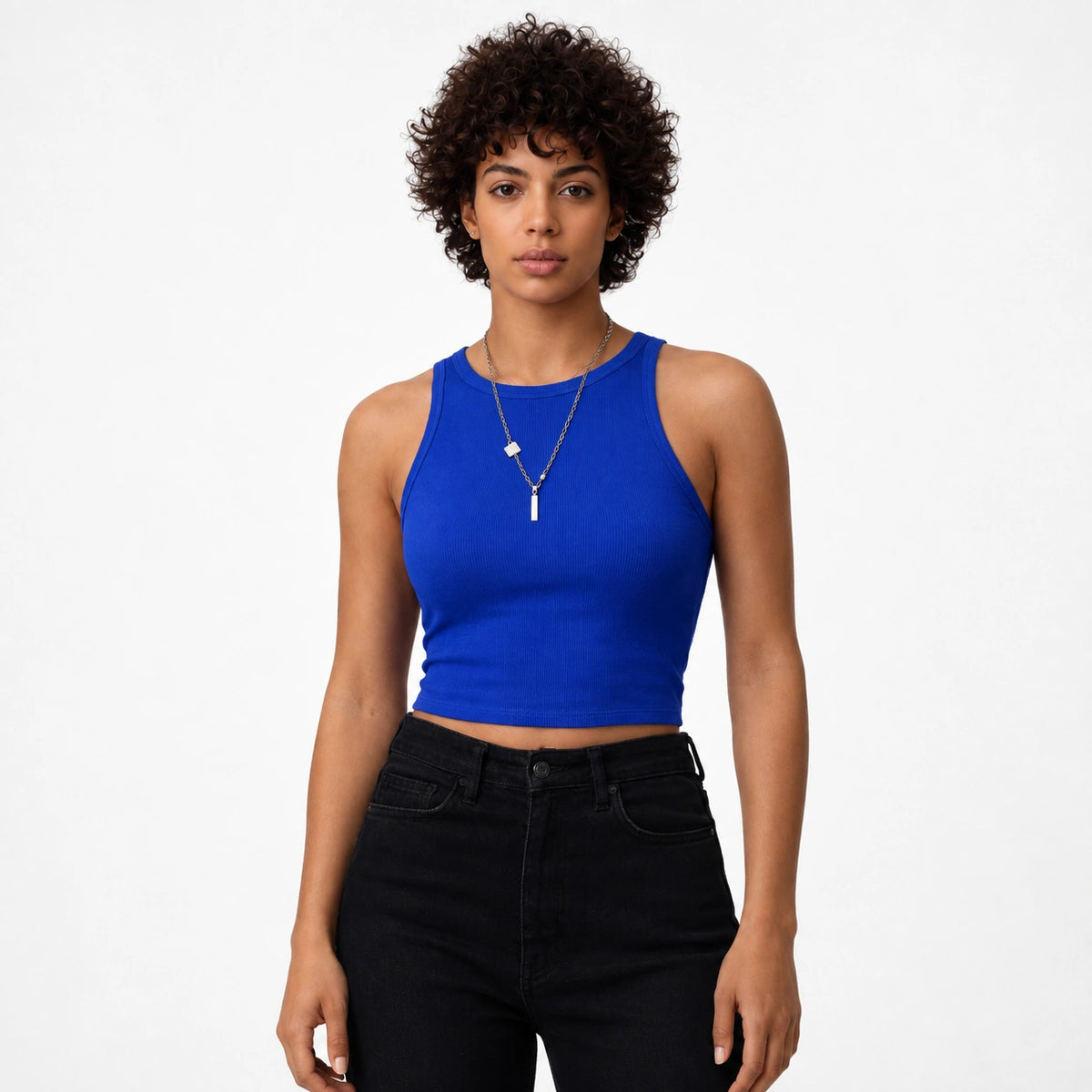 تانك توب ريب كت Sleeveless Ribbed Crop Top