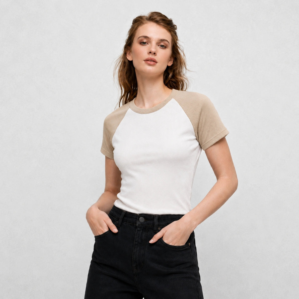 تيشيرت راجلان Raglan Ribbed T-Shirt